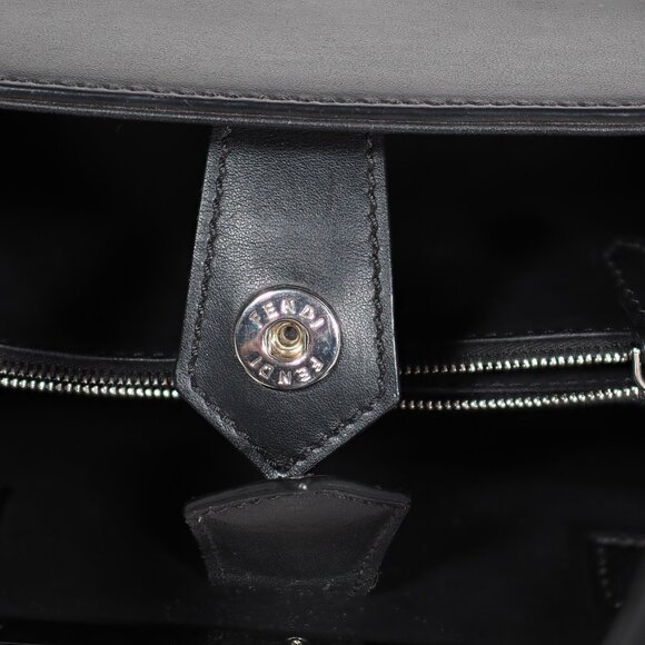 Fendi Petite 2Jours Black Leather Tote with Multicolor Dolce Studs - Picture 14 of 15